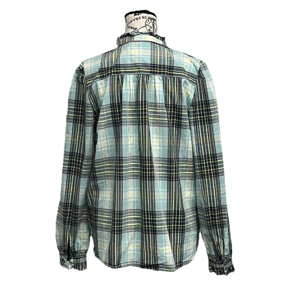 LOFT Ruffle Plaid Shirt Outdoor Preppy Gorpcore M Casual Capsule fishermen - Picture 4 of 9